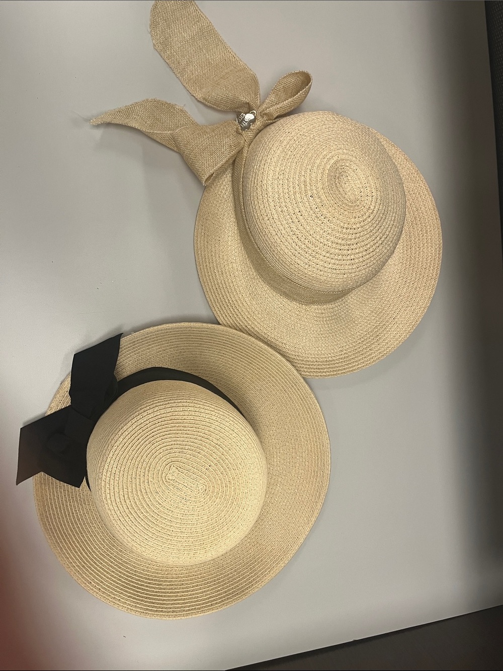 Classic Natural Straw Sun Hat Bundle Raffia & Black Bows